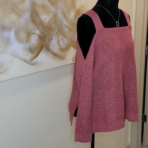 Sexy cut-out Shoulder Sweater Rose Color - Picture 7 of 11